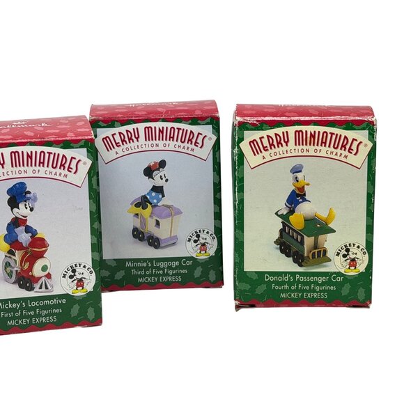 VTG Hallmark Merry Miniatures Mickey Express Set 4 Disney Train Ornaments Gift - Picture 3 of 5